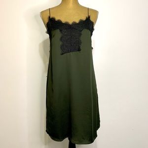Green slip dress
